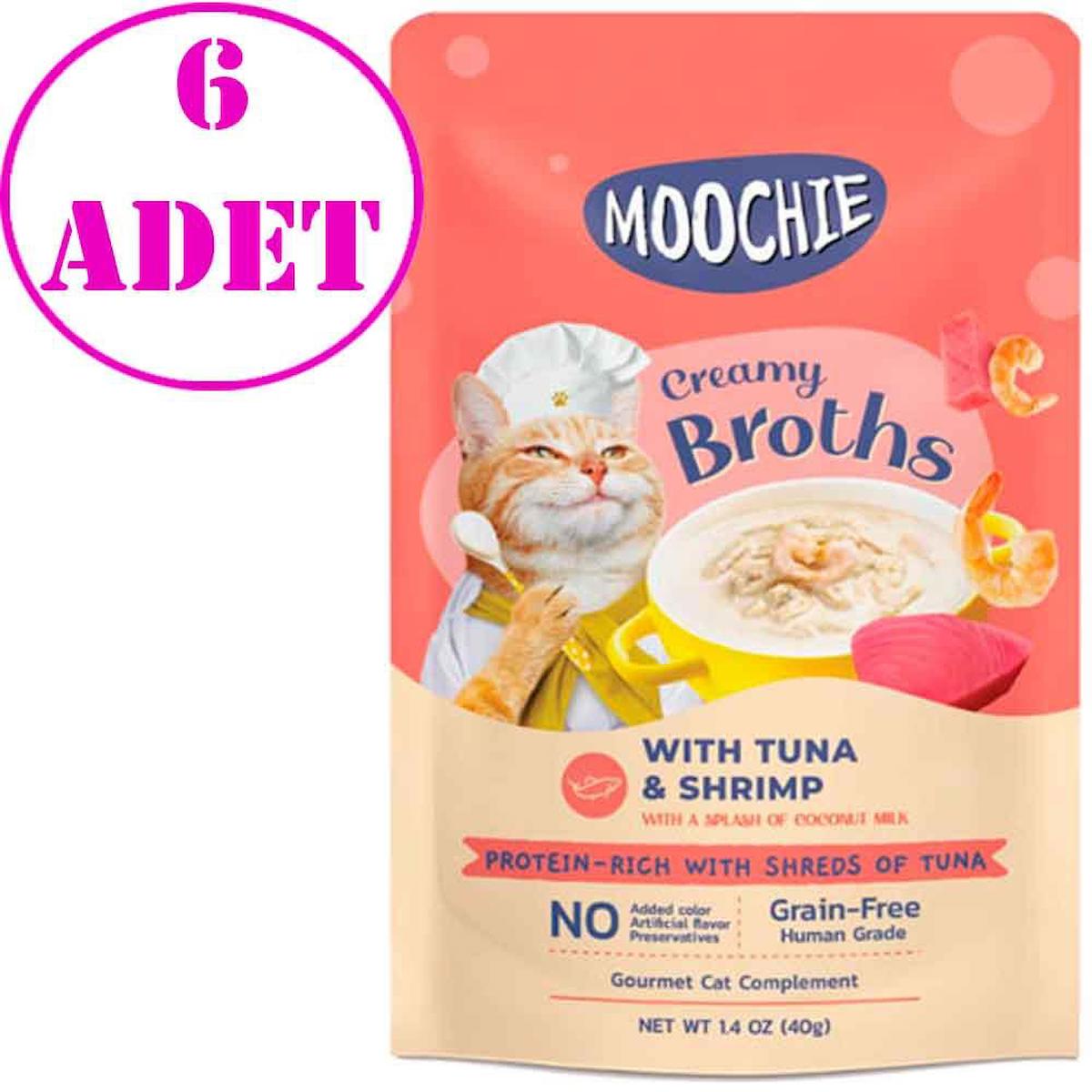 Moochie Kedi Çorbası Parça Ton Balığı Karides Tahılsız 40 Gr 6 AD