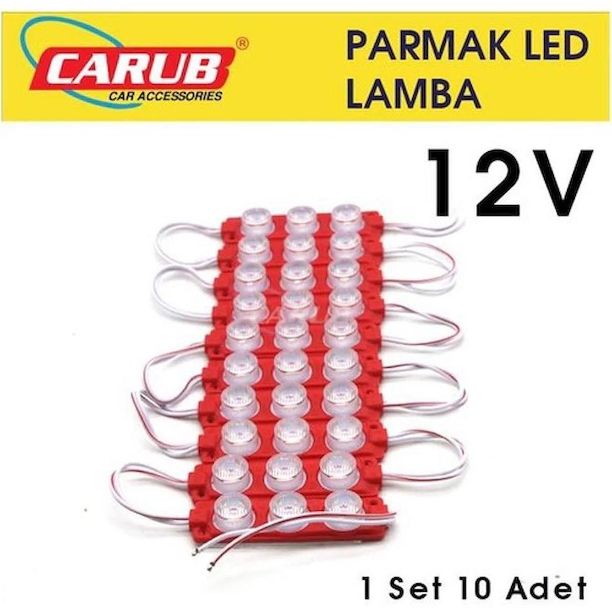 Carub LAMBA12V Camlı Soft Parmak Led 1set 10 Adet Kırmızı