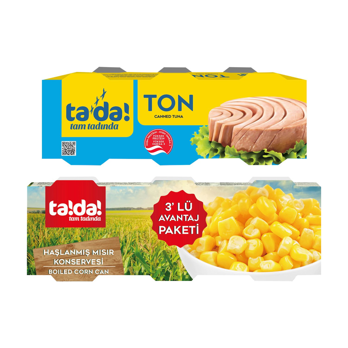 Tada Ton Balığı 3x75 gr + Mısır Konservesi 3x200 gr 2 li Set