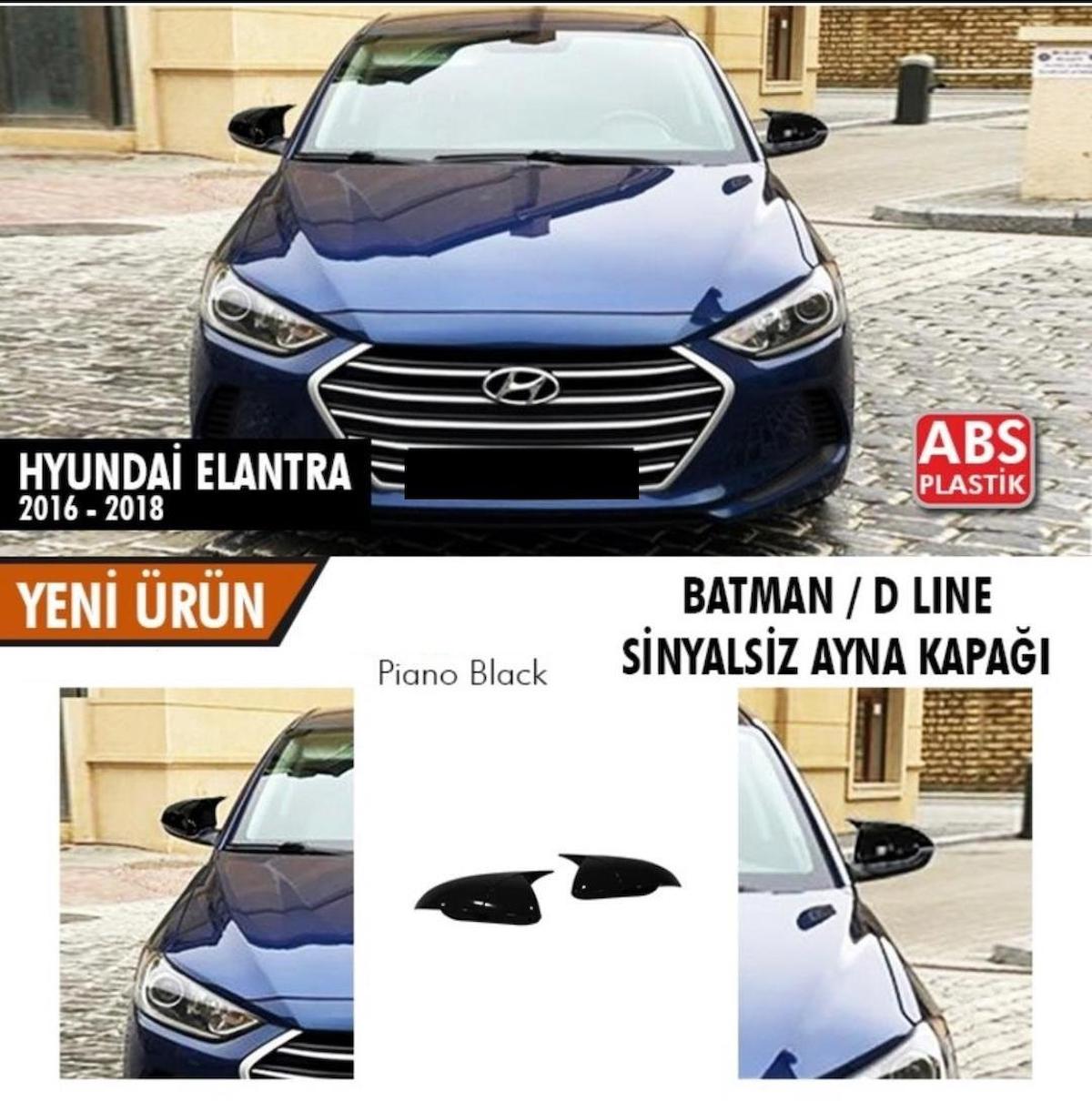 Hyundai Elantra (2016-2018) Batman Ayna Kapağı (Parlak Siyah) (Sinyalsiz )