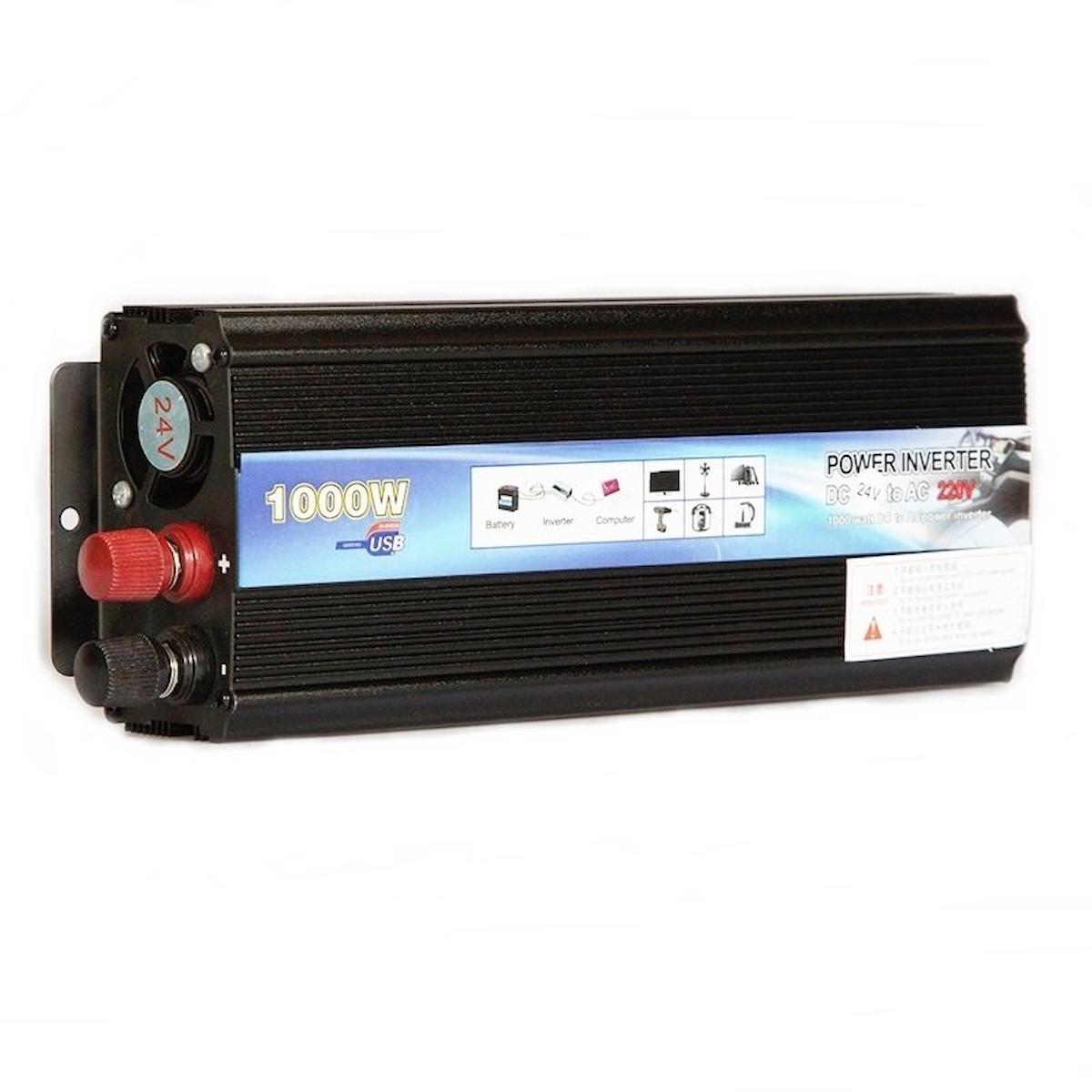 İnverter Dönüştürücü Usb'Li 24V-220V 1000 Watt / Icca95