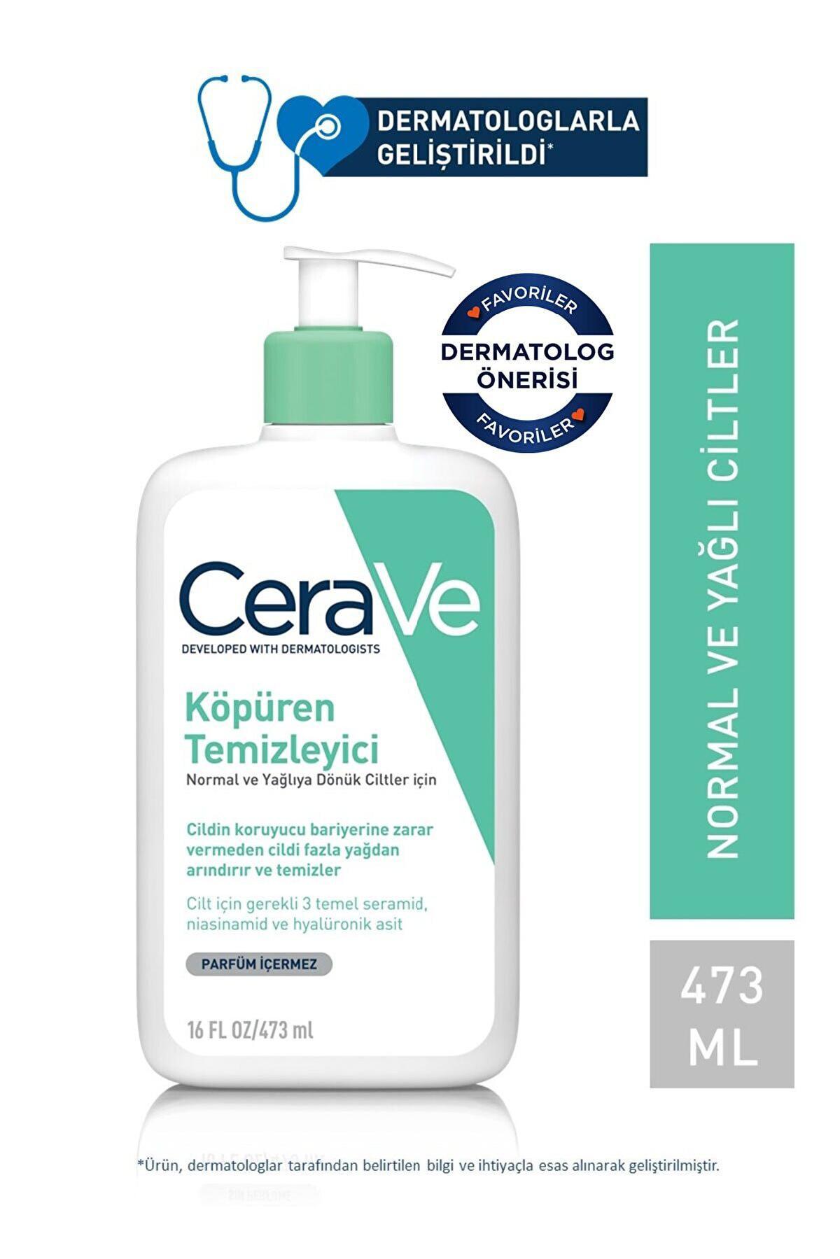 CeraVe Normal ve Yağlı Cilt için Temizleyici Parfümsüz Yüz Temizleme Jeli 473 ml 