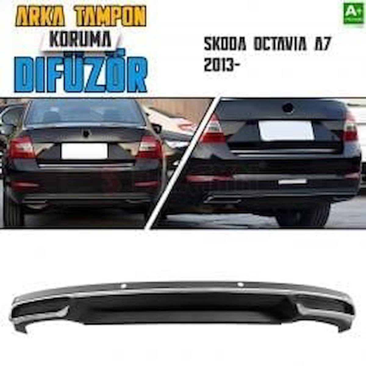 Skoda Octavia Uyumlu A7 Arka Tampon Difüzör Egzozlu OEM Stil 2013 Üzeri Parça