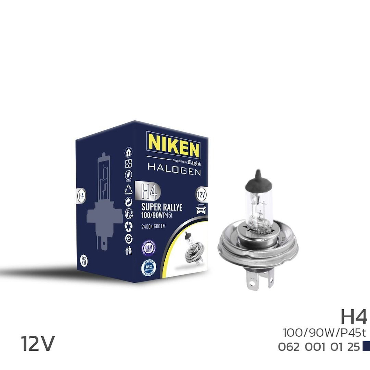 Niken 12V H4 100W/90W Halojen Ampul P45T (Tablalı)