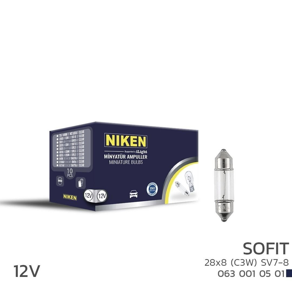 Niken 12V Sofit Ampul 28X8 (C3W) Sv7-8 10 LU