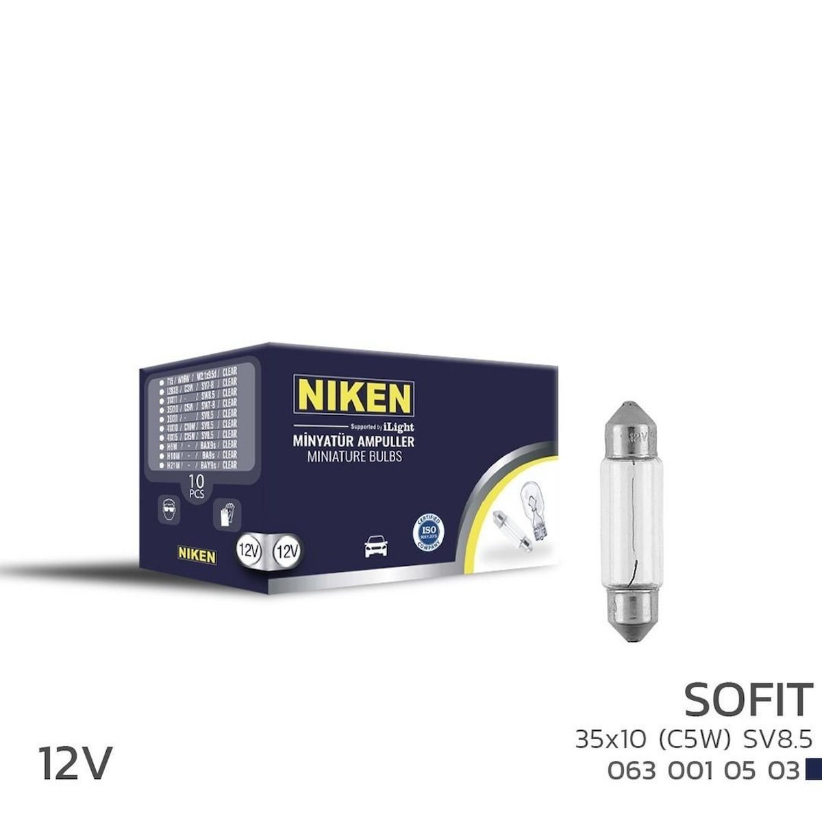 Niken 12V Sofit Ampul 35X10 (C5W) Sv8.5 10 LU