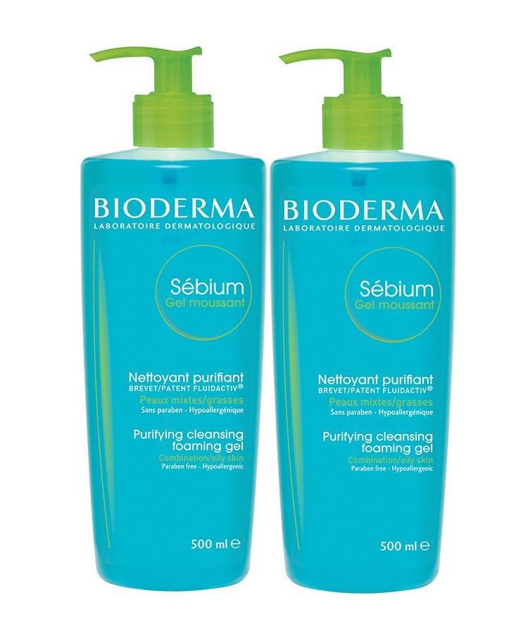 Bioderma Sebium Foaming Gel 500 ml 2'li Paket Karma ve Yağlı Ciltler Temizleme Jeli