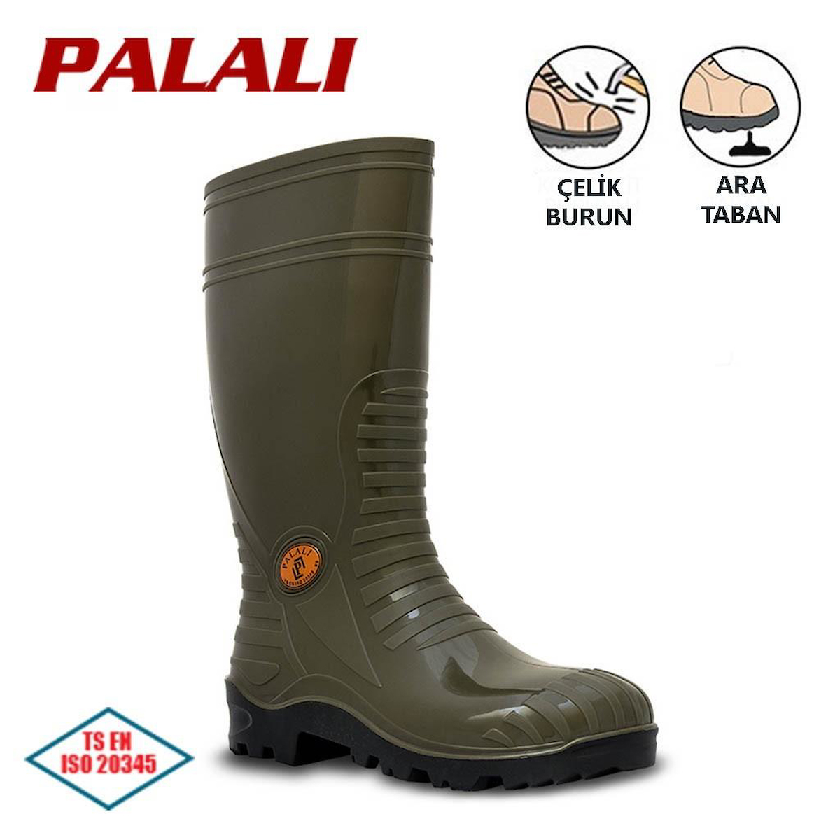 PALALI S5 Pvc Çizme Çelik Burunlu Ara Tabanlı