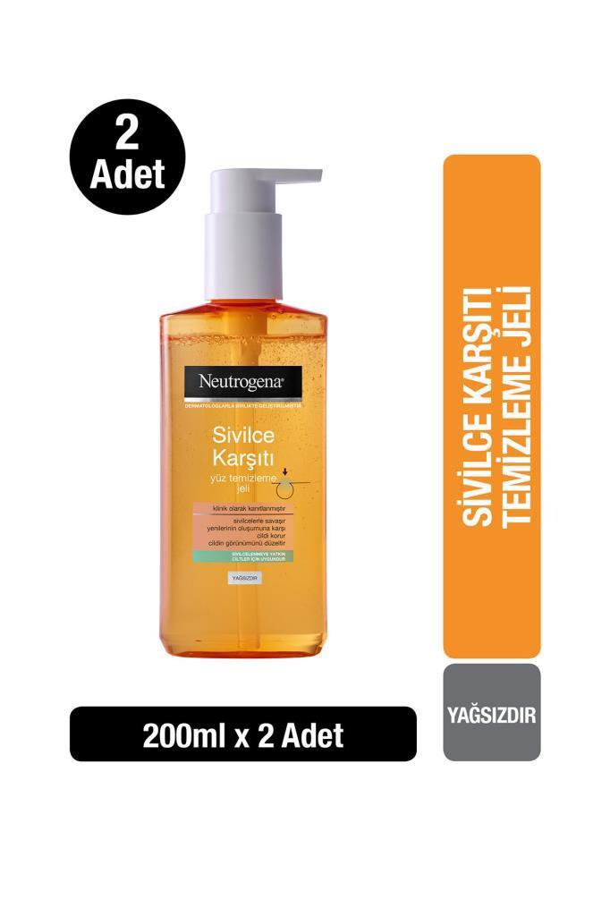 Neutrogena Visibly Clear Akneye Eğilimli Cilt için Temizleyici Yağsız Yüz Temizleme Jeli 2x200 ml 