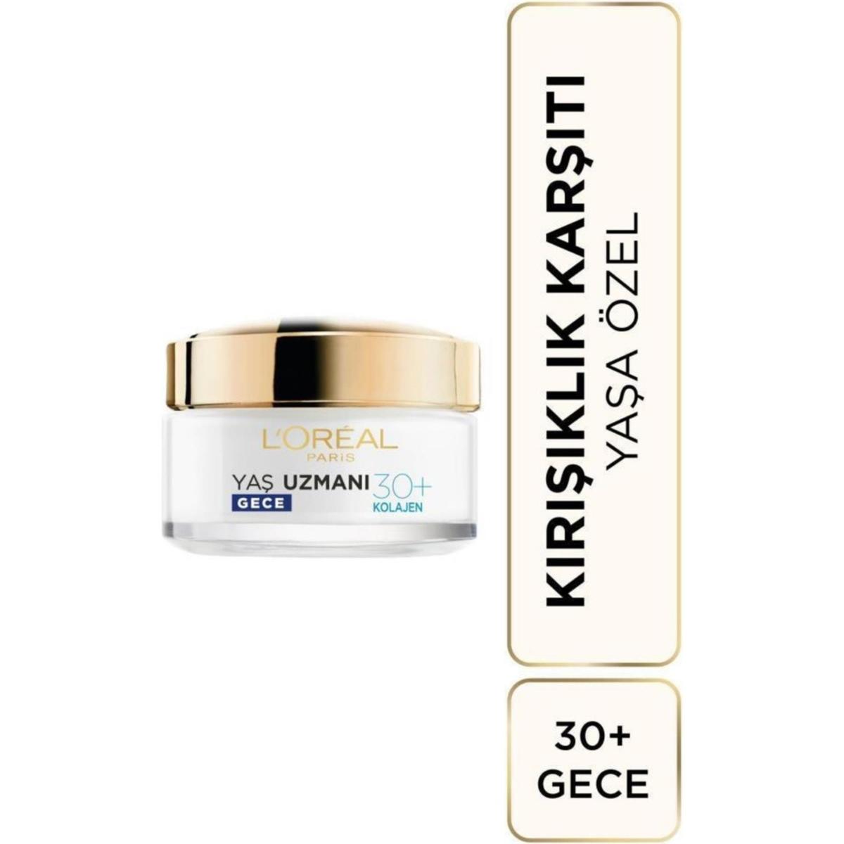 Loreal Paris Yaş Uzmanı Kırışıklık Karşıtı Kolajen 30 Yaş + Gece Yüz ve Boyun Kremi 50 ml 