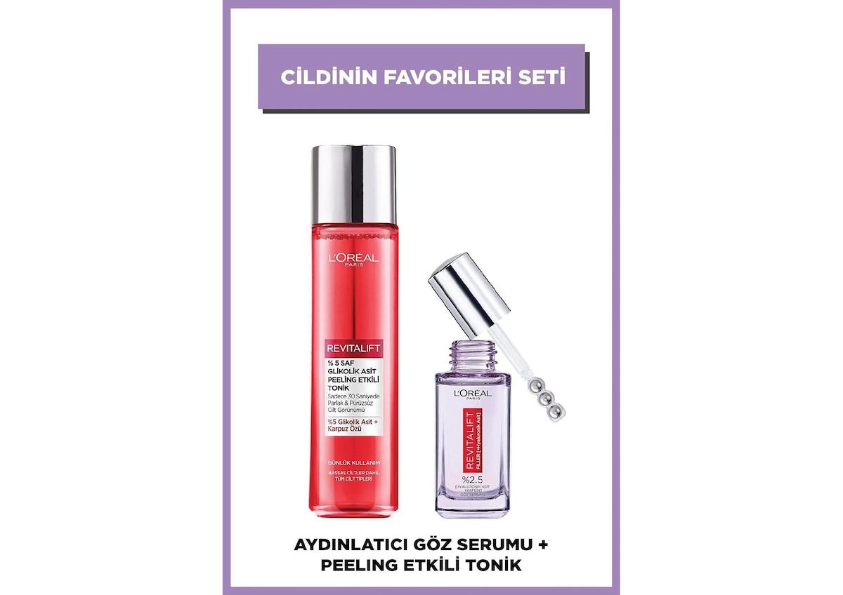 L'Oreal Paris Revitalift %5 Saf Glikolik Asit Peeling Etkili Tonik & Revitalift Filler Göz Serumu