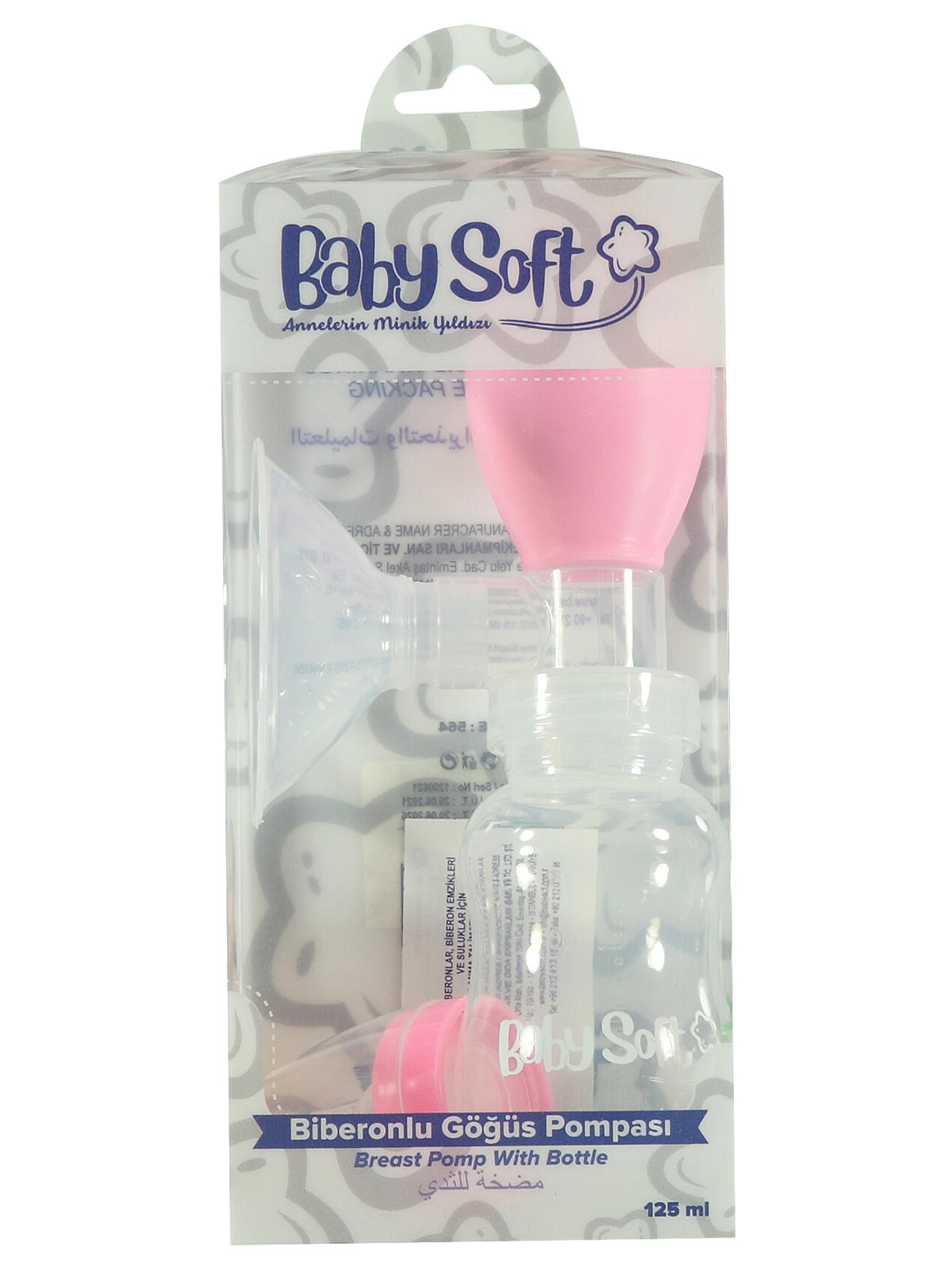 Baby Soft Biberonlu Manuel Göğüs Pompası 125 ml Pembe