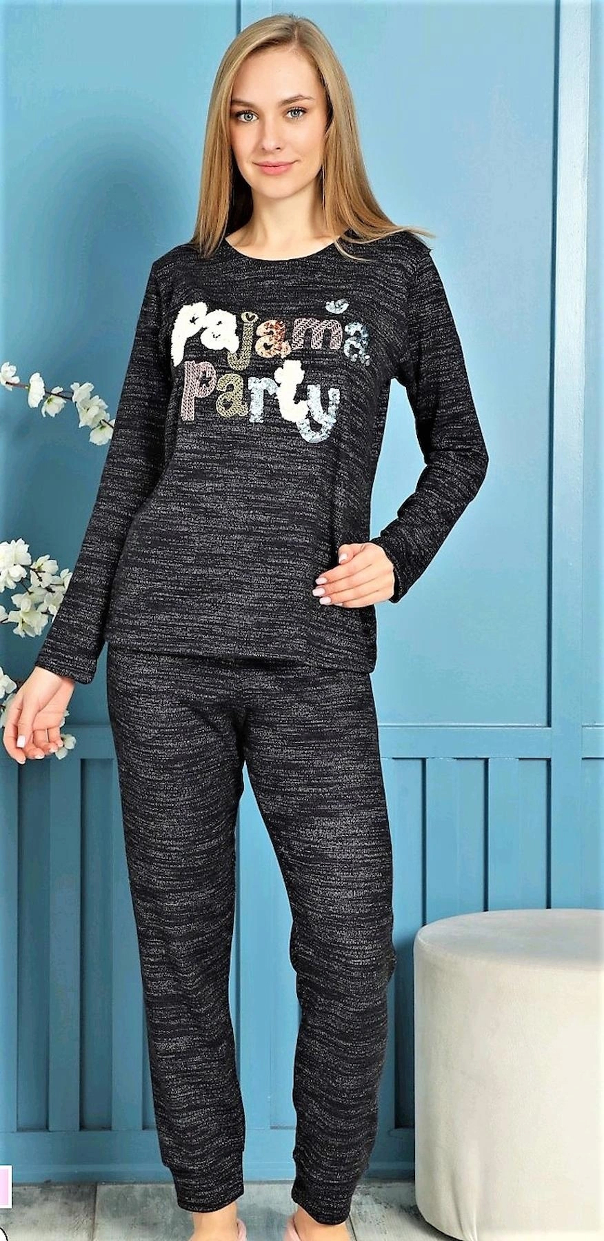 DİKA Örme Pijama Takım Navy Blue/ ZEN Ev Giyim