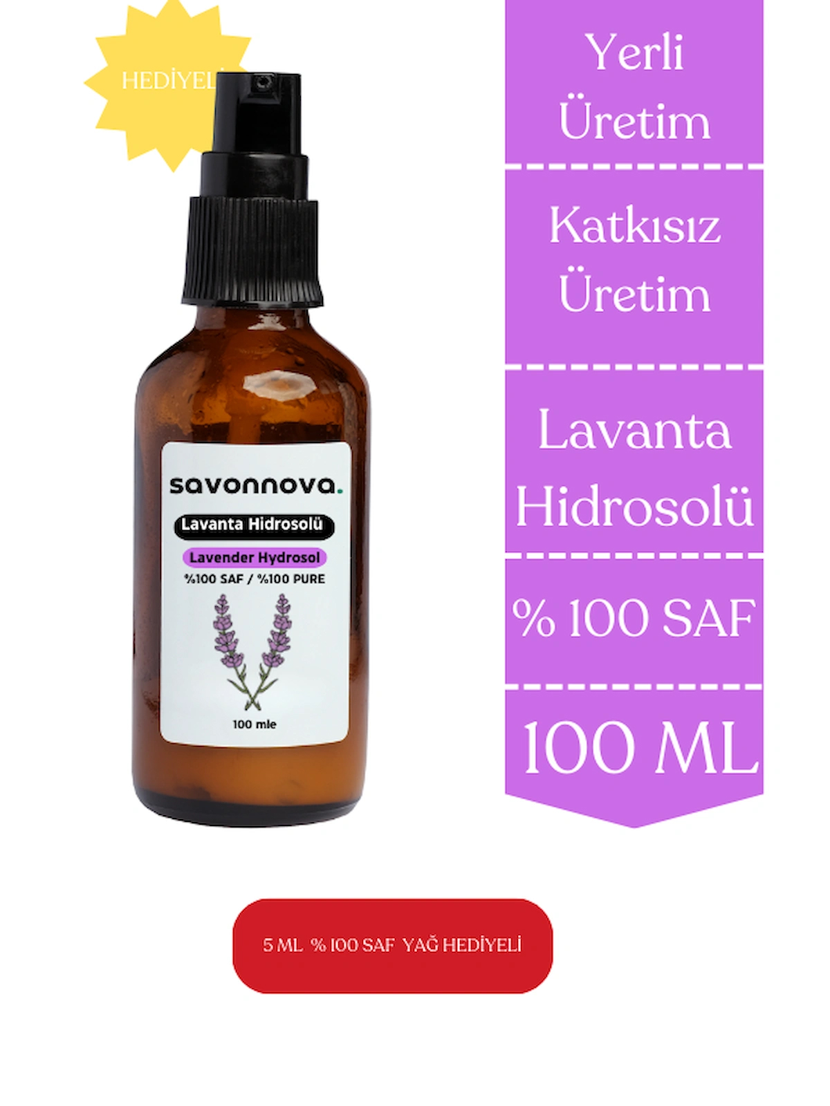 % 100 SAF Lavanta Suyu/Hidrosolü, Yağı Alınmamış Doğal Hidrosol