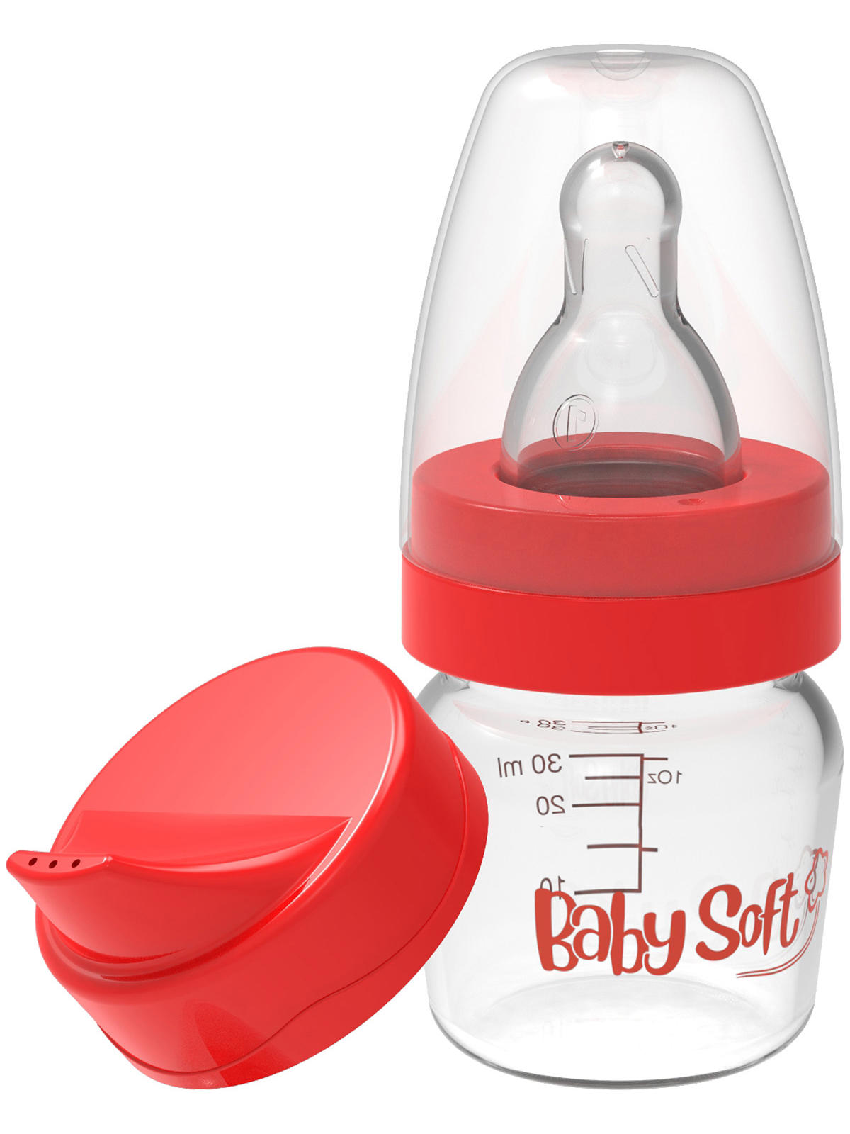 Baby Soft PP Mini Biberon Suluk Alıştırma Seti 30 ml Kırmızı