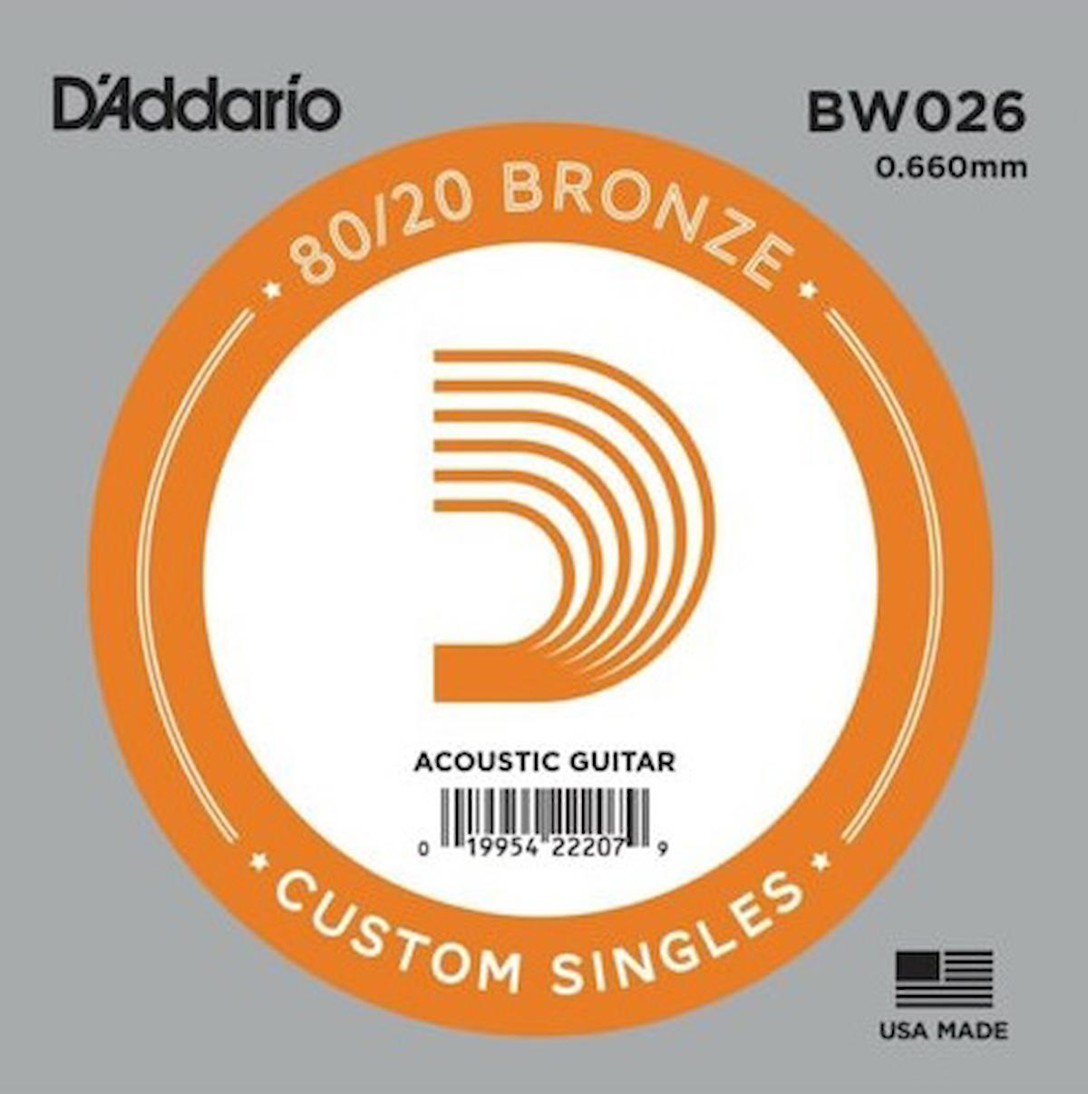 DADDARİO BW026 BRONZE SİNGLE 0.26 - AKUSTİK GİTAR TEK TEL