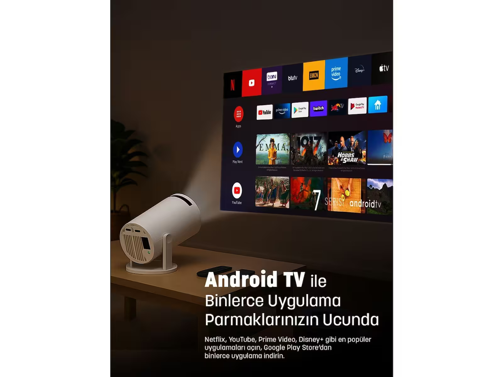 JEERO HY300PRO Multimedia Ultra Hd 1080p Android 13 Projeksiyon Cihazı (Türkçe Menü) H713 Chipset