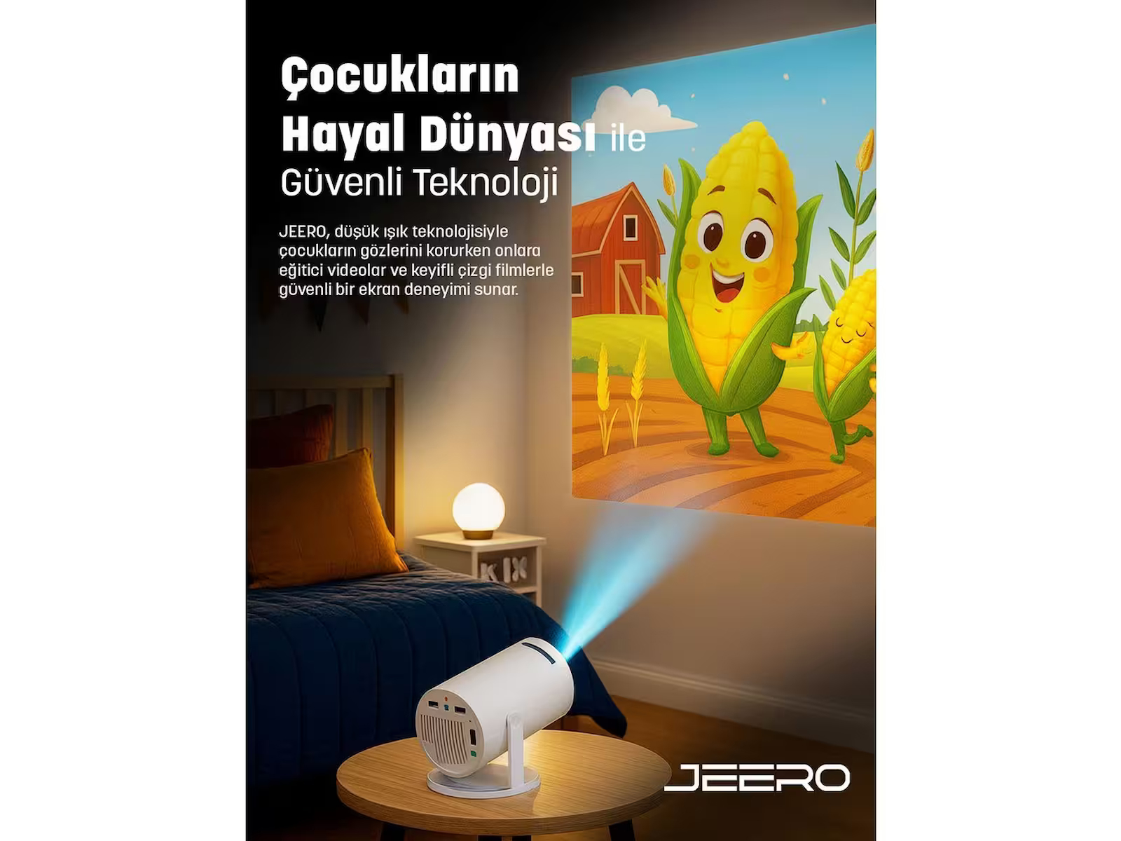 JEERO HY300PRO Multimedia Ultra Hd 1080p Android 13 Projeksiyon Cihazı (Türkçe Menü) H713 Chipset