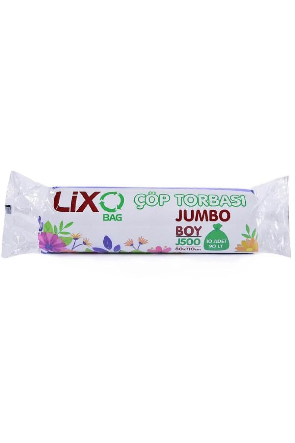 J-500 Jumbo Boy Çöp Torbası 80 x 110 cm 10 Lu Rulo x 1 Paket = 10 Adet (Siyah)