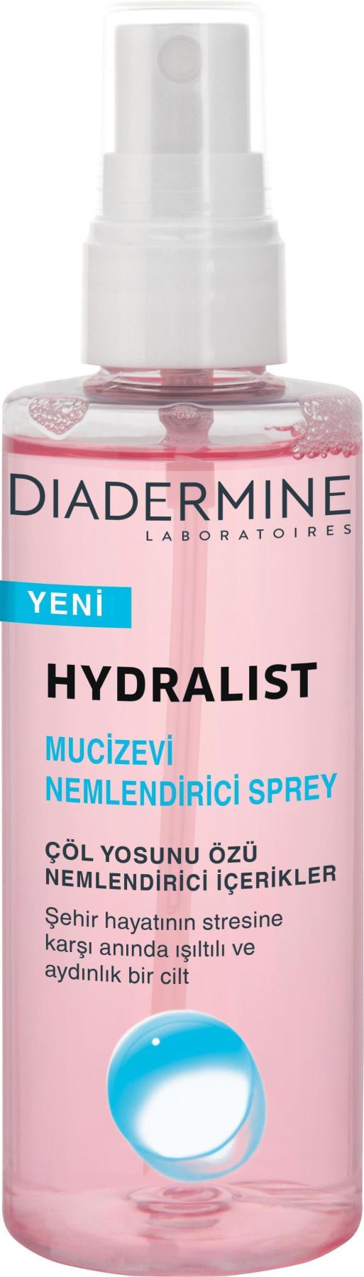 Diadermine Hydralist Tüm Cilt Tipleri İçin Su Bazlı Yağsız Nemlendirici Yüz Bakım Spreyi 100 ml