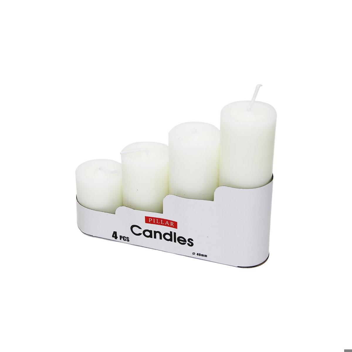 PILLAR CANDLES 4 BOY BEYAZ SİLİNDİR MUM (3877)