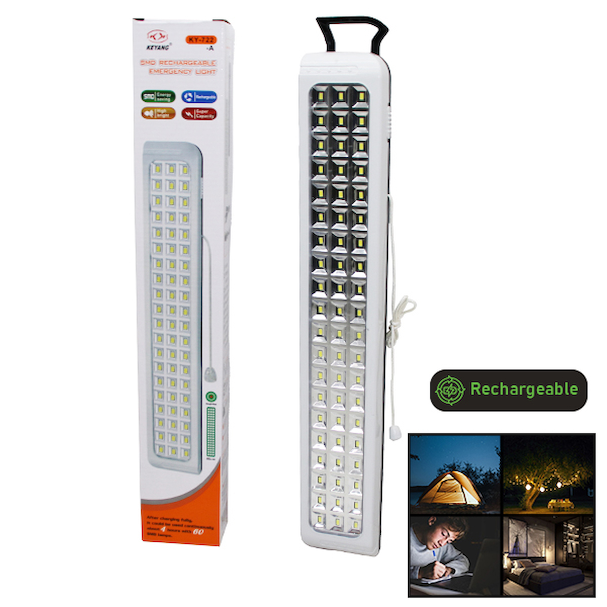 60 SMD LED ŞARJLI IŞILDAK FENER - EMERGENCY LIGHT (3877)