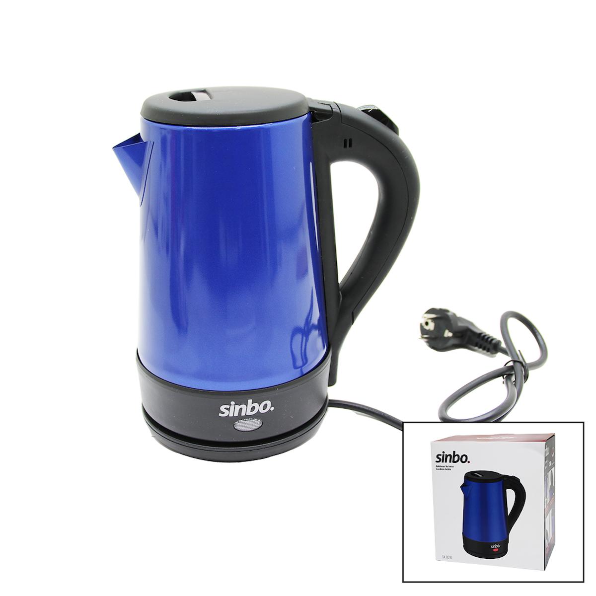 SİNBO-8016 MAVİ RENK ÇELİK KETTLE SU ISITICISI 1.5LT - 2200W (3877)