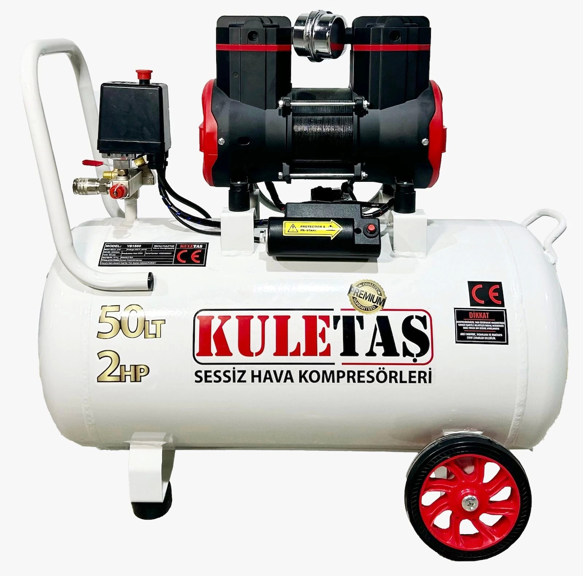 Kuletaş 50 Litre 2 HP Sessiz Premium Kafa Hava Kompresörü 2800 rpm