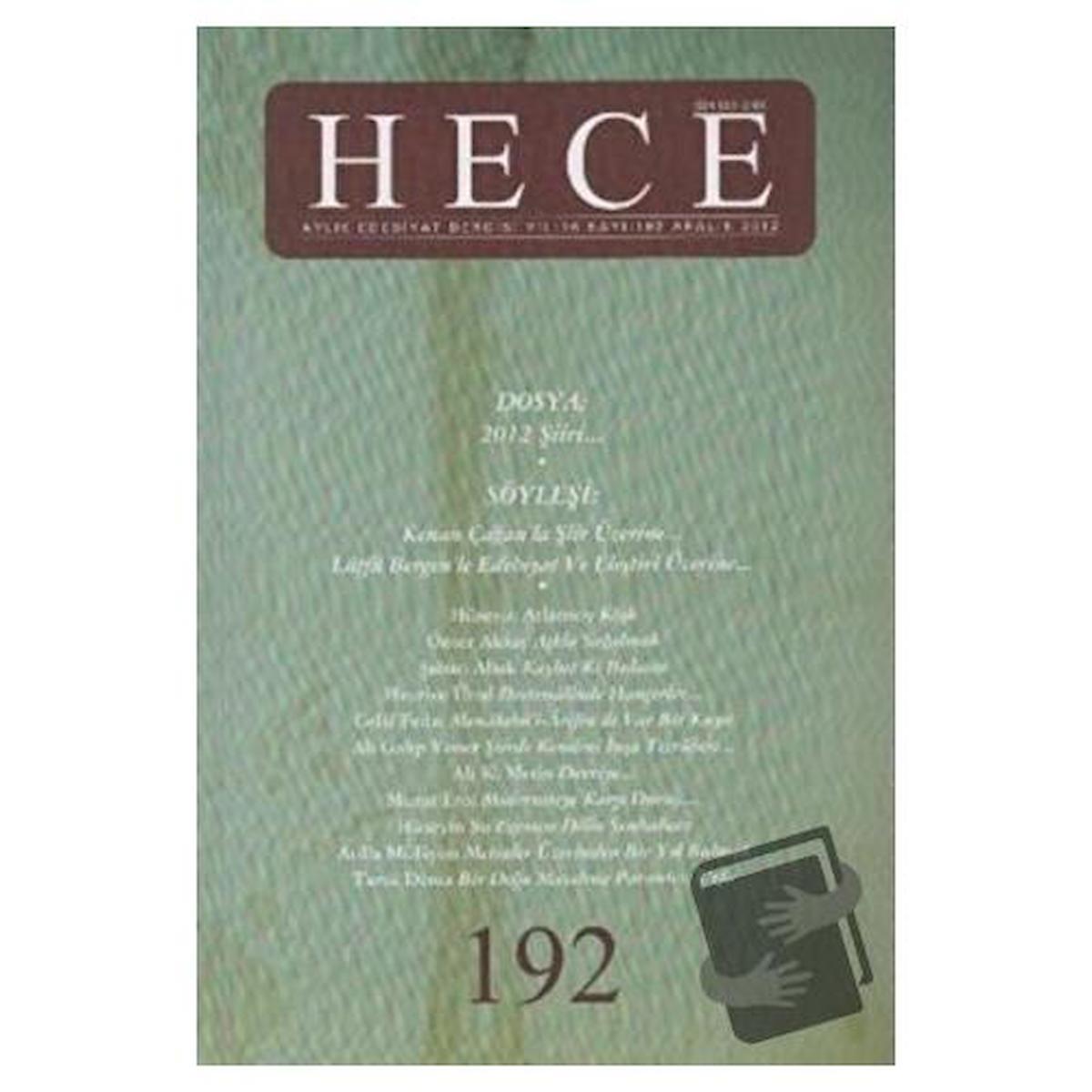 Hece Aylık Edebiyat Dergisi Sayı: 192