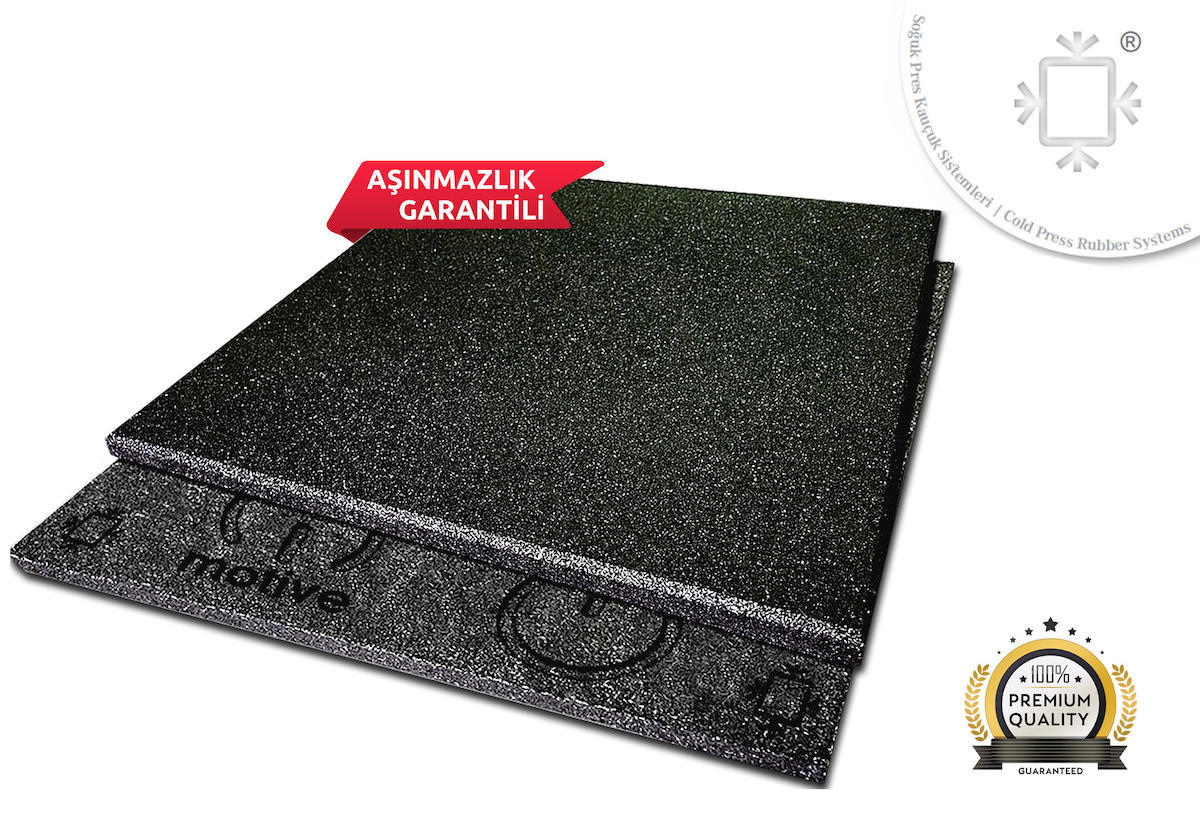 Motive Rubber Soğuk Pres Majör Anthracite Grey 100x100 cm 2 cm Profesyonel Aşınmazlık Garantili Soğuk Pres Kauçuk Zemin 1 Adet