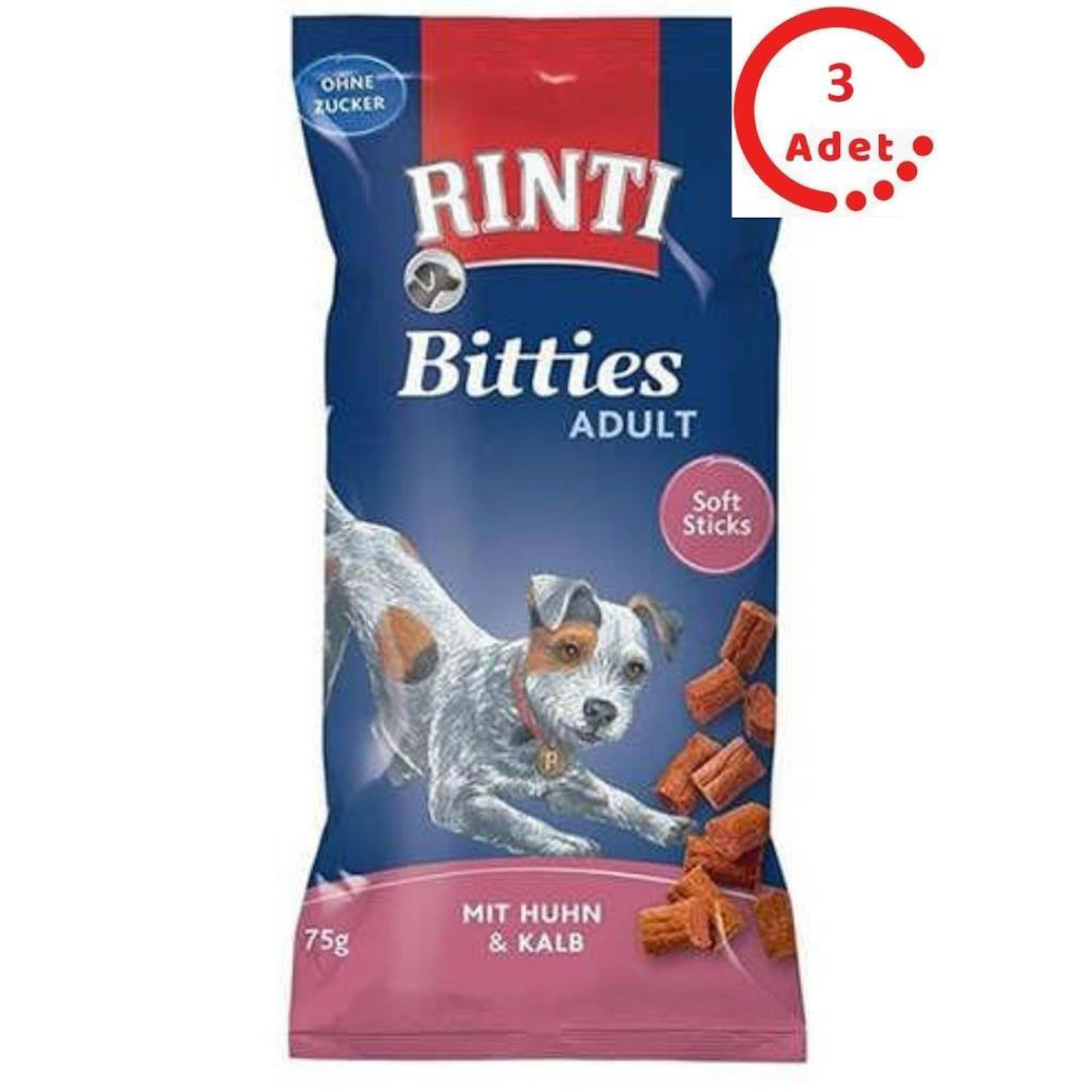 Rinti Bitties Tavuklu ve Dana Etli Köpek Ödülü 75 Gr x 3 Adet