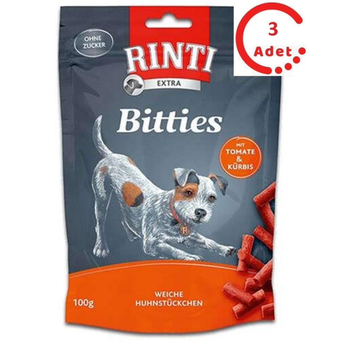 Rinti Extra Bitties Tavuk Etli ve Domatesli Köpek Ödülü 100 Gr x 3 Adet