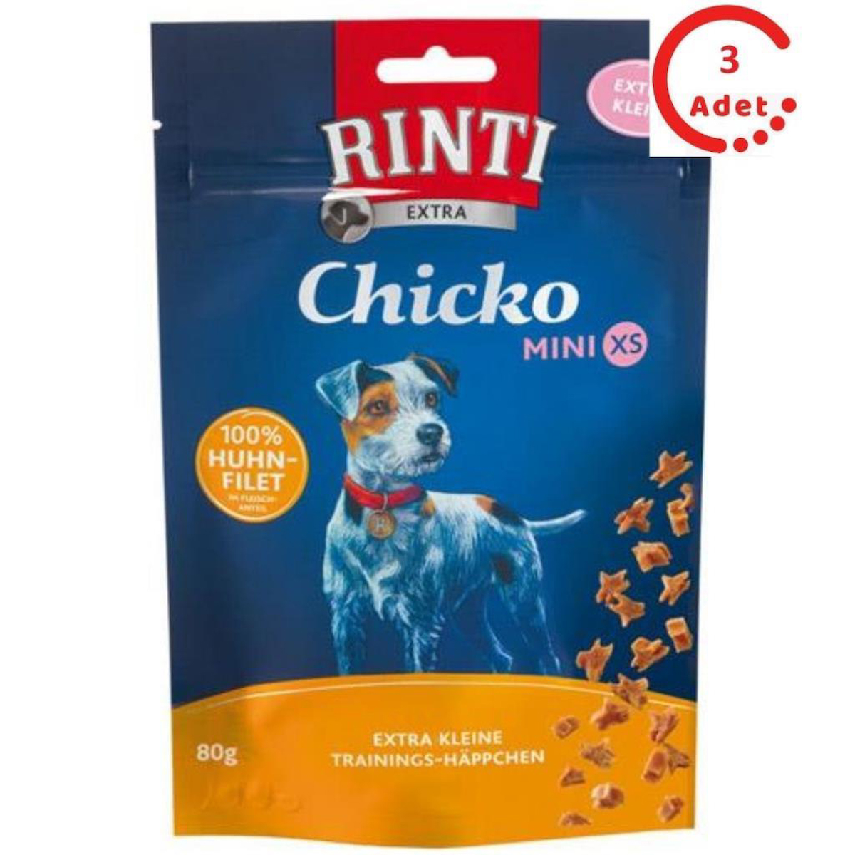 Rinti Chicko Mini XS Tavuklu Küçük Irk Köpek Ödülü 80 Gr x 3 Adet