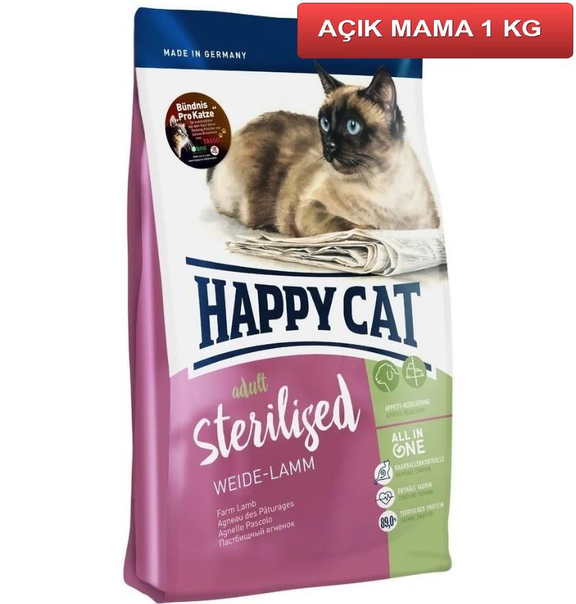 Happy Cat Sterilised Kuzu Etli Kısır Kedi Maması 1 Kg AÇIK