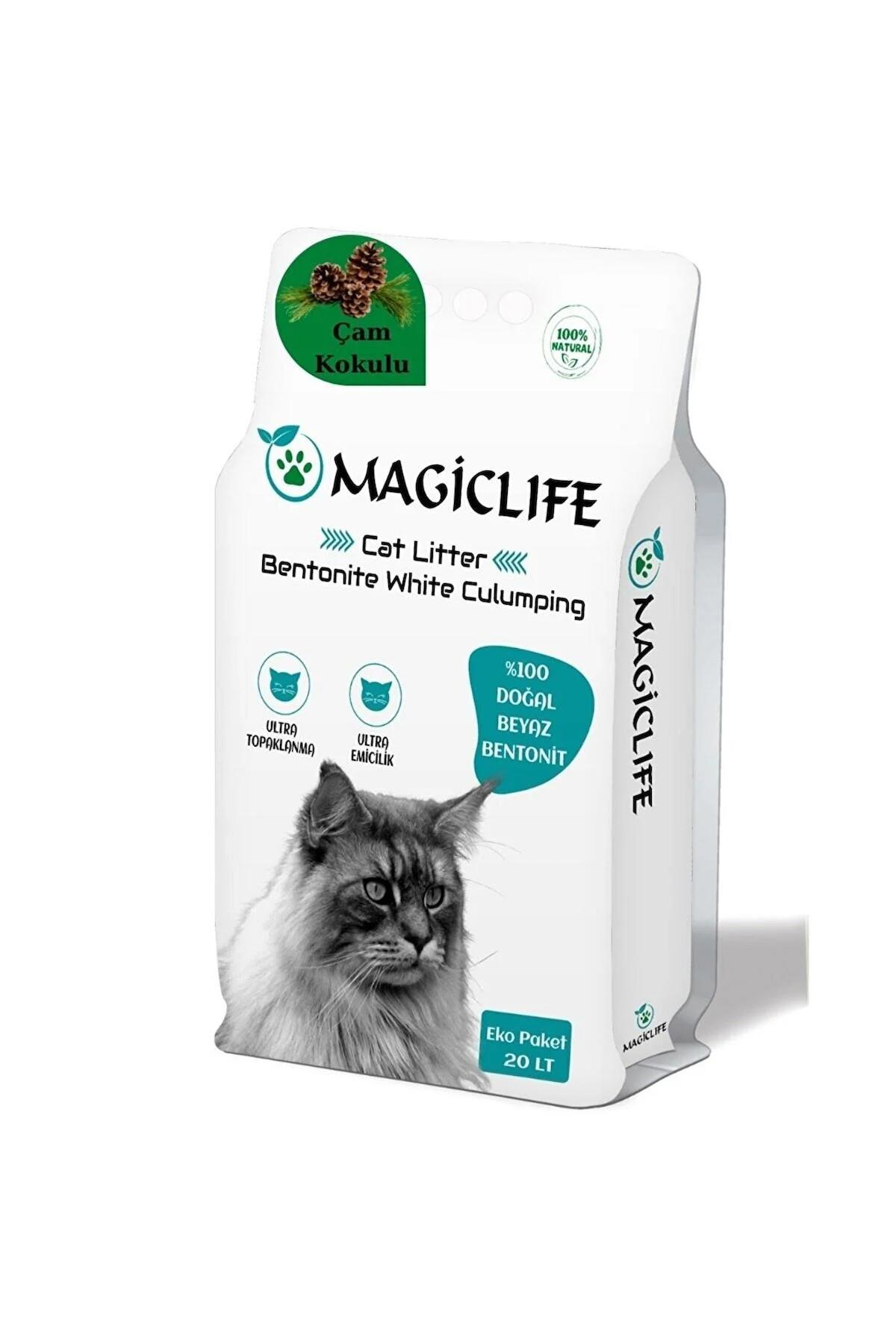 MAGIC LIFE 20 Lt Ince Tane Çam Kokulu Beyaz Kedi Kumu Ince Taneli