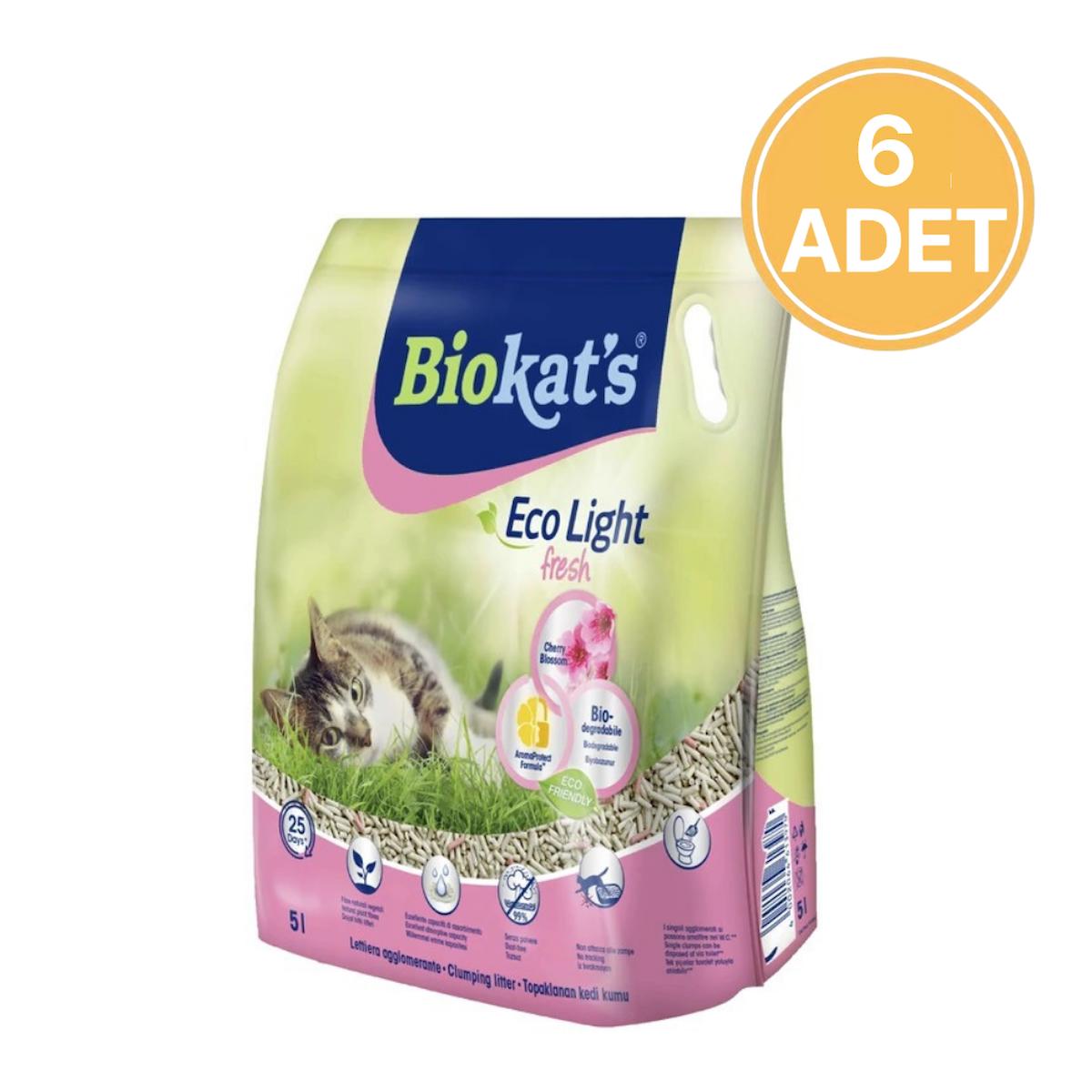 Biokat's Eco Light Fresh Cherry Blossom Pelet Kedi Kumu 5 lt (6 Adet)