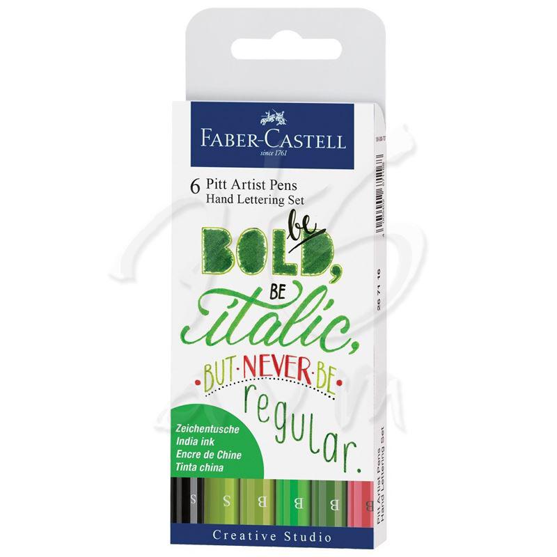 Faber Castell Pitt Artist Pen Kaligrafi Setleri 6lı Green Set