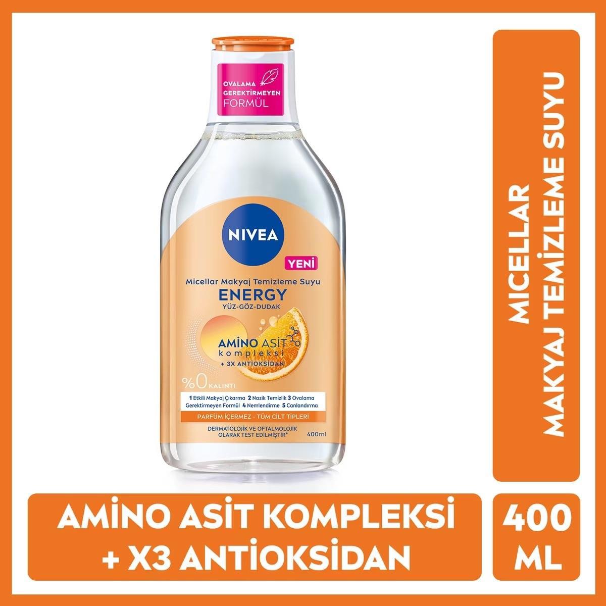 Nivea Makyaj Temizleme Suyu 400 Ml Micellar Energy ( Yüz-Göz-Dudak )