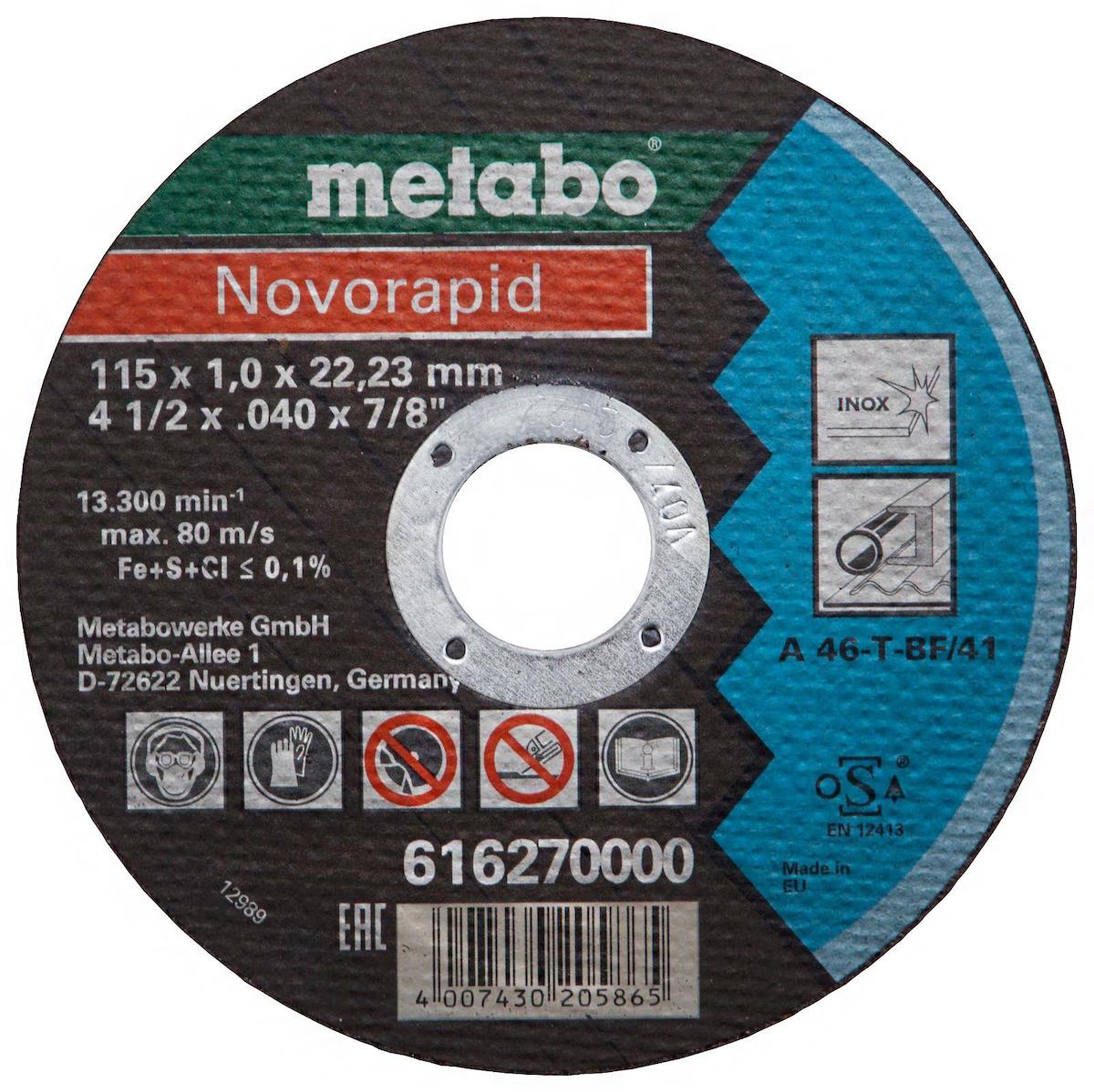 Metabo Novorapid 616270000 Metal Kesici Disk 115x1.0x22.23mm