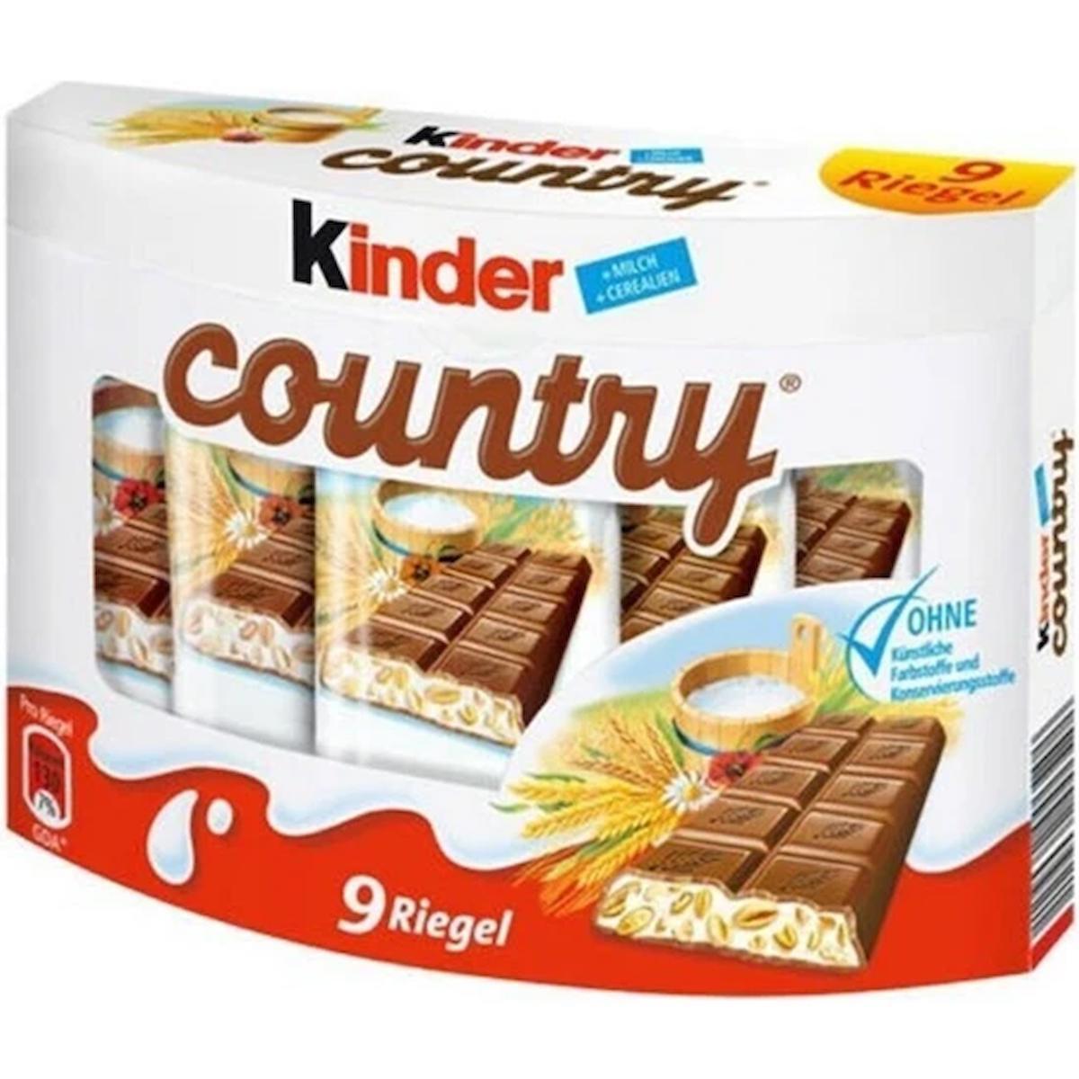 Kinder Country Milch Und Cerealien 9 Riegels 9 x 23,5 gr