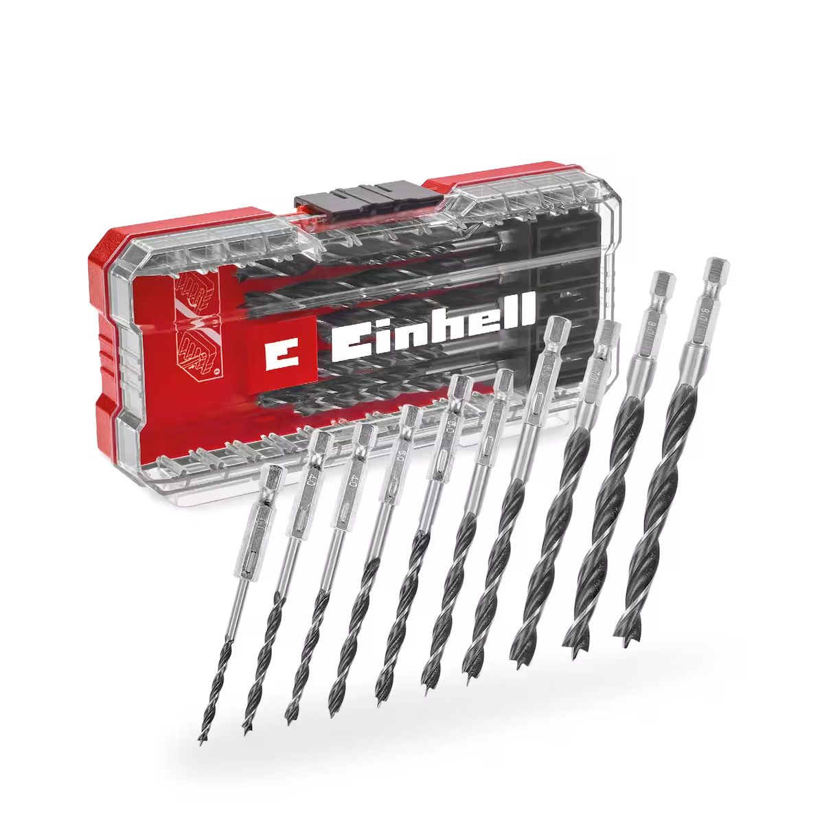 Orijinal Einhell 10 adet ahşap delme ucu (3 mm / 2x4 mm / 2x5 mm / 2x6 mm / 7 mm / 2x8 mm), 1 adet saklama kutusu (17,5 x 8,0 x 3,5 cm) - 49108733