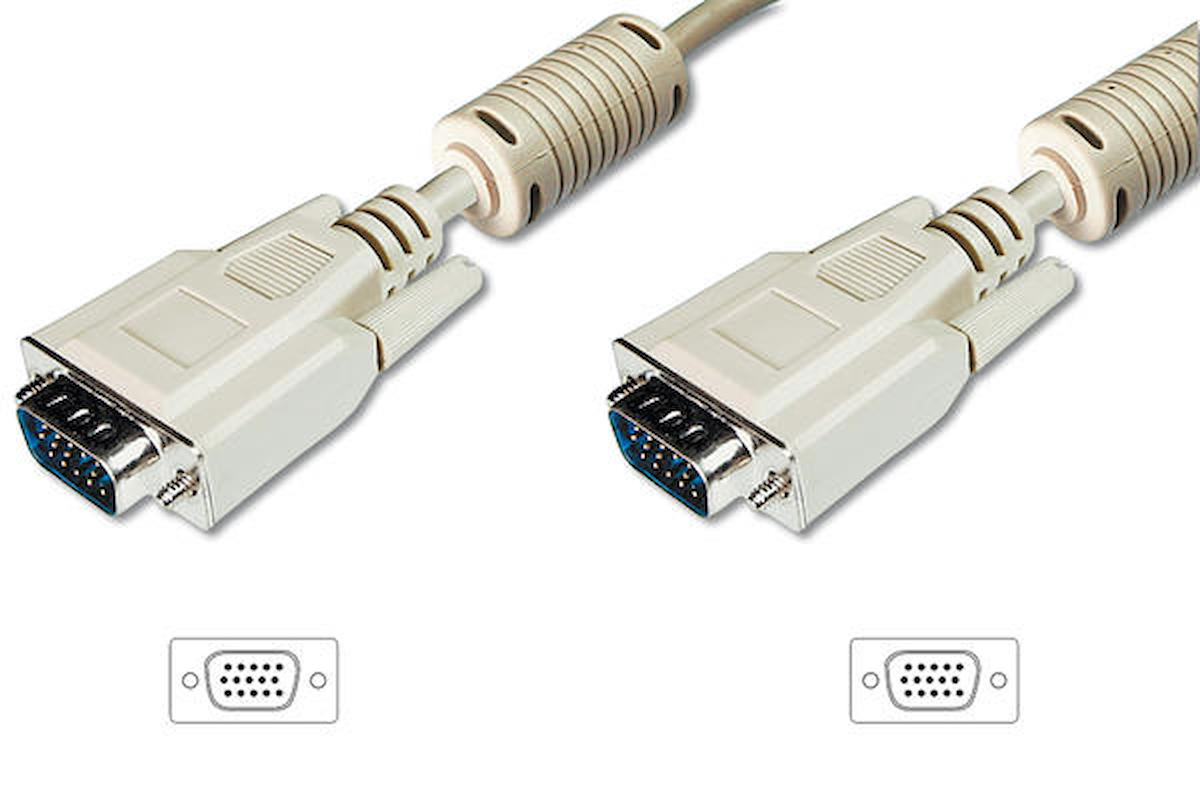 Digitus AK-310103-030-E 3 Mt VGA to VGA Erkek-Erkek AWG28 3Coax/7C Bej Görüntü Kablosu