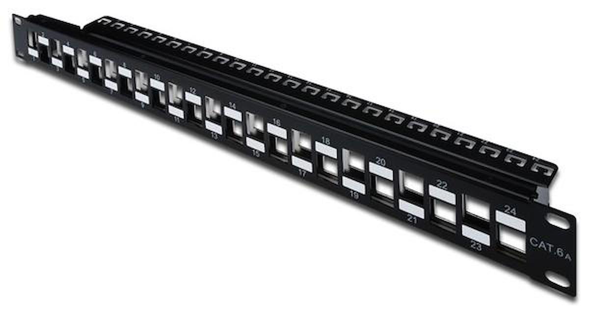 Digitus DN-91412 24 Port CAT 6A 1U Boş Zıkzaklı Siyah Patch Panel