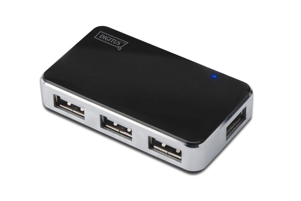 DIGITUS DA-70220 USB2.0 4'lü HUB,ADAPTÖRLÜ,PLASTİK