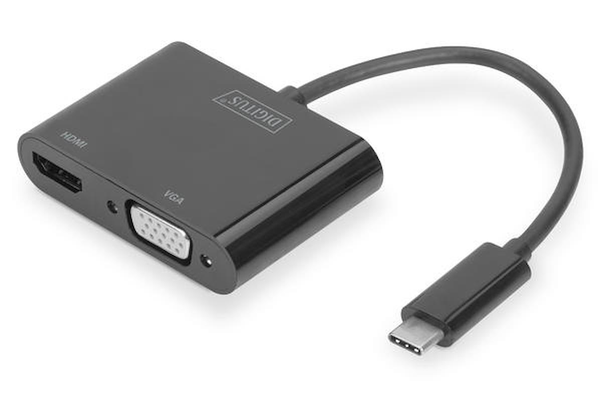 Digitus DA-70858 USB 3.1 Type C Gen.1 to VGA HDMI 4K Full HD Grafik Dönüştürücü Adaptör