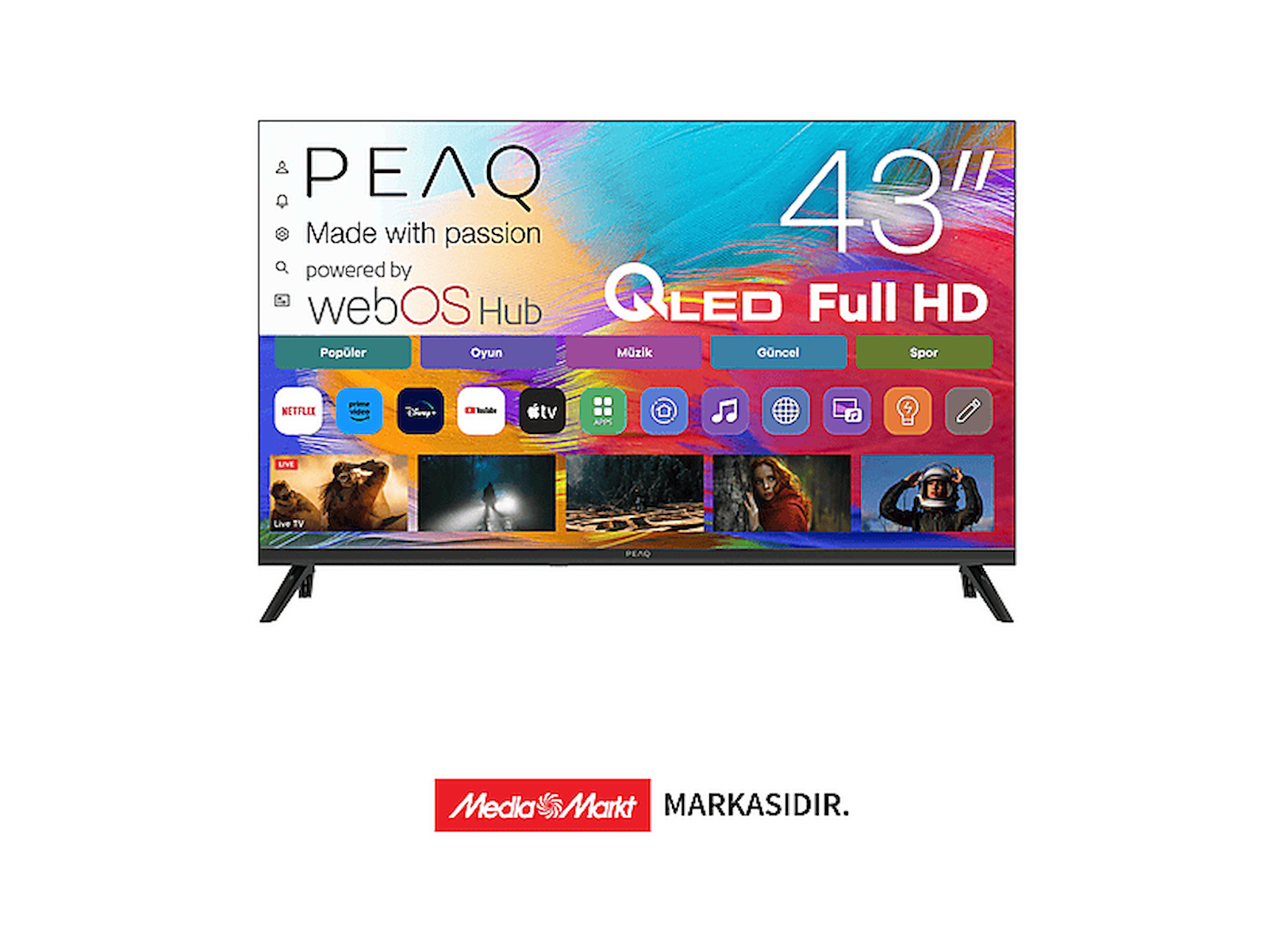 PEAQ 43Q90 43 inç 108 Ekran Dahili Uydu Alıcılı WebOS Full HD QLED TV