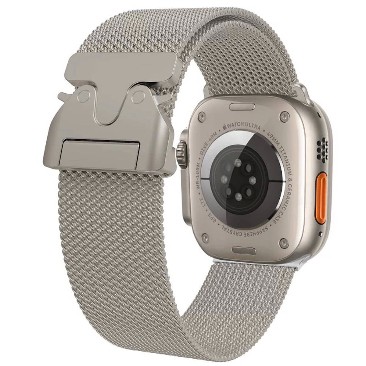 Apple Watch 7 45mm Uyumlu KRD-25 Metal Hasır Kordon