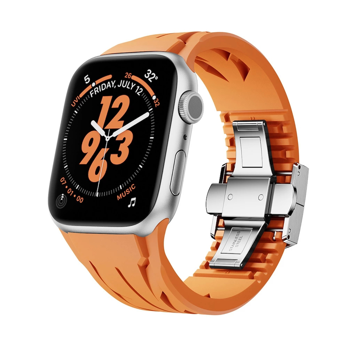 Apple Watch 10 46mm Uyumlu KRD-127 Metal Tokalı Kaliteli TPU Silikon Kordon