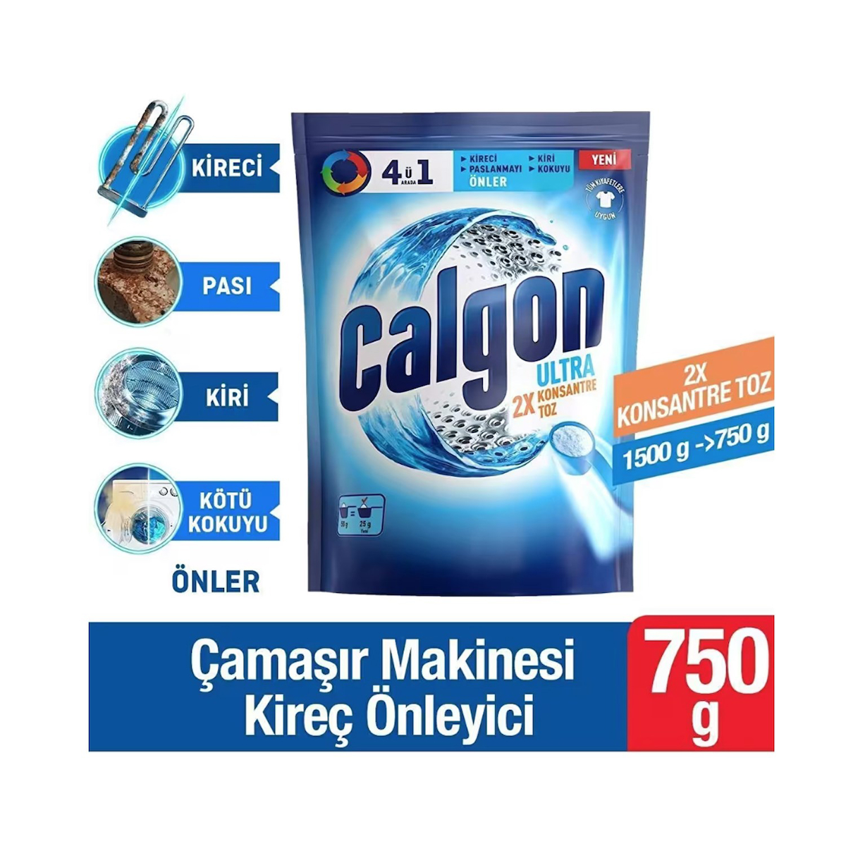 Calgon 4ü1 Arada Ultra Konsantre Toz Kireç Önleyici 750 gr x 3 Adet