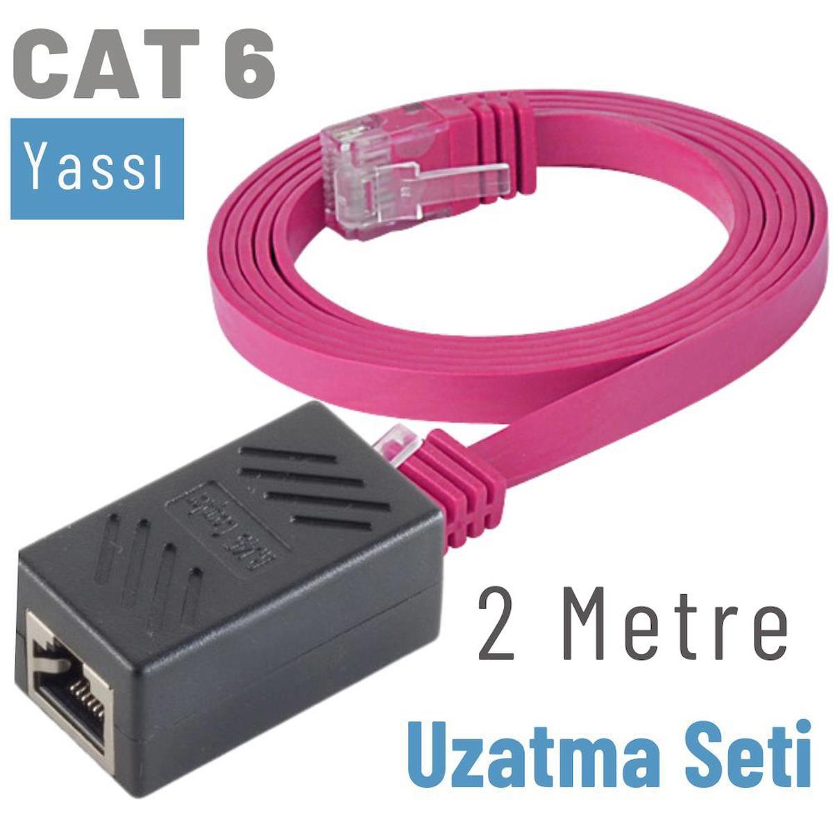 IRENIS 2 Metre CAT6 Kablo Uzatma Seti, Yassı Ethernet Kablo ve Ekleyici